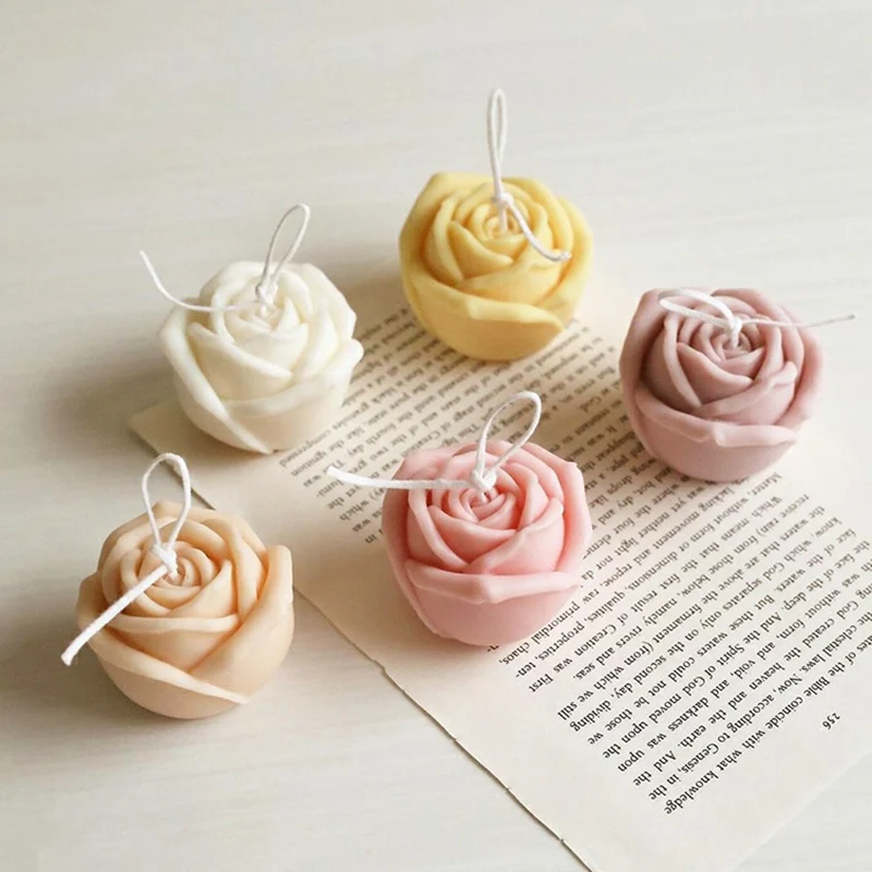 3D Форма за свещи във формата на цвете рози за производство на свещи, Силиконова форма за печене от глина, инструмент за печене шоколади, шоколадови бонбони, Декорация със собствените си ръце