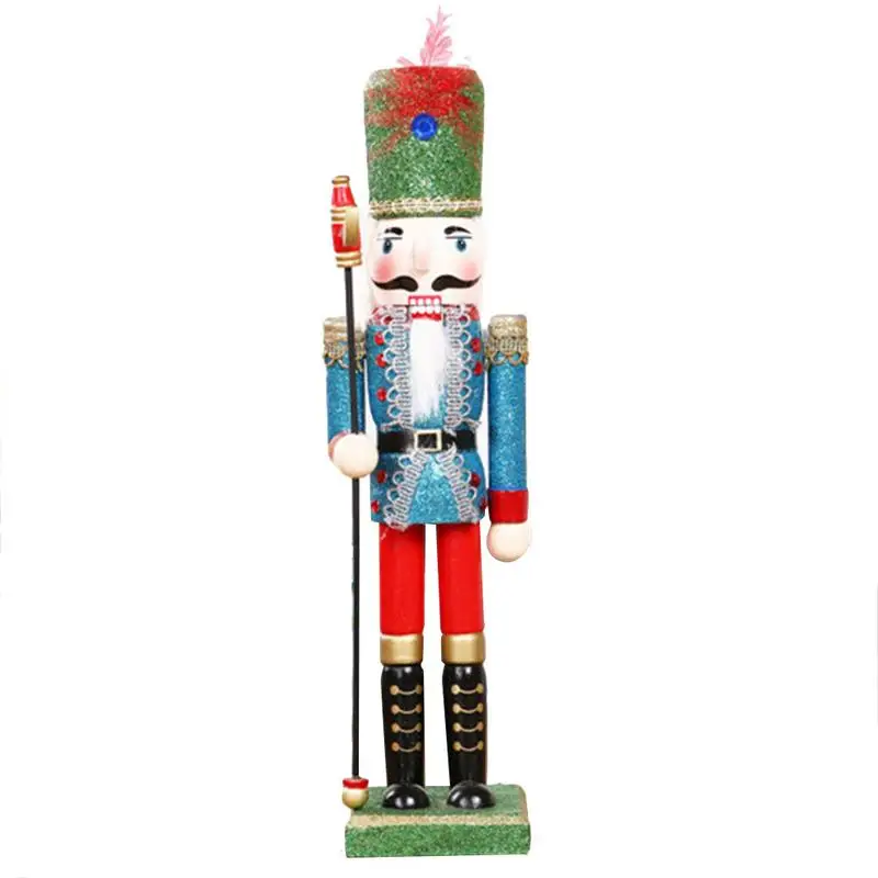 Коледна украса 1 бр. Дървена рисувана кукла Лешникотрошачката 30 см Нежна и мила кукла, За декорация на работния плот