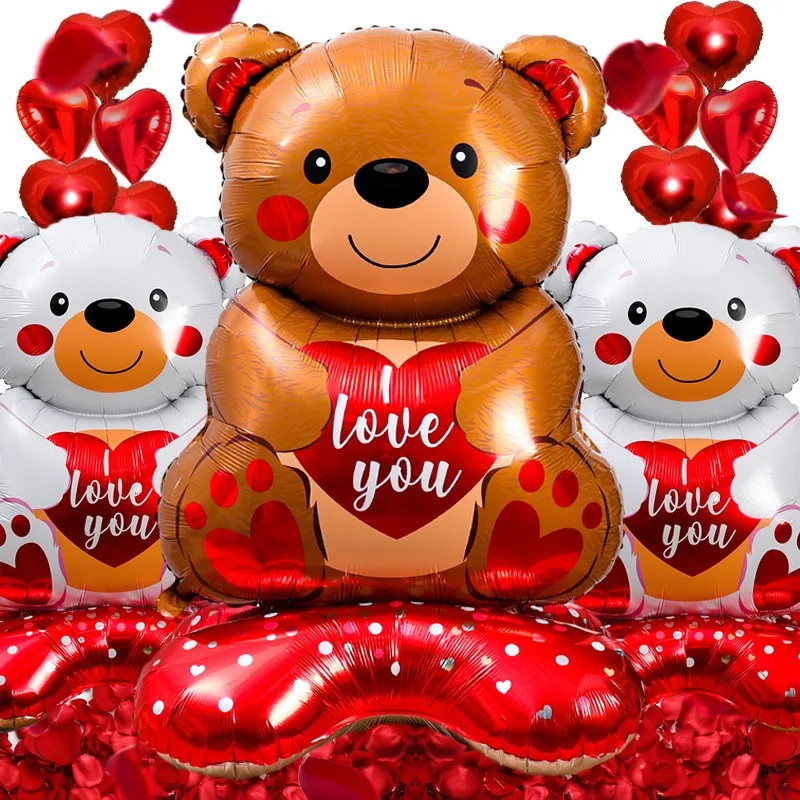 1/200 бр. балони Love Bear в Деня на Св. Валентин, Обичам те, балони от алуминиево фолио на 
