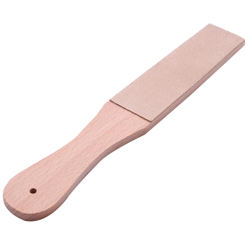 Нож за заточване на кожата с дървена дръжка, карета перална дъска за самобръсначки с полировочным състав, Двустранен, изработени от телешка кожа растително дъбени