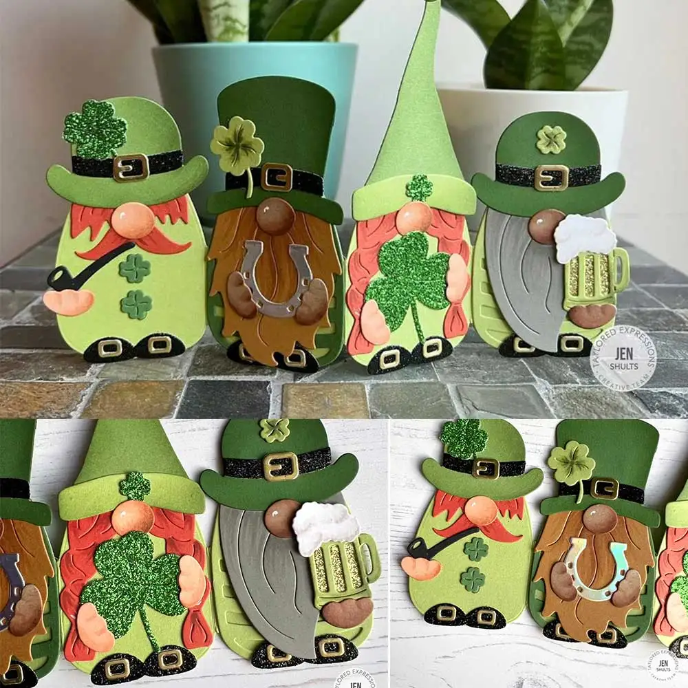 Февруари 2023 Производство на печати, Лъки Leprechonons Gnome Sweet Gnome Набор от Клишета Die Албум за Изрезки От Тисненой хартия Албум, за картички Занаятите