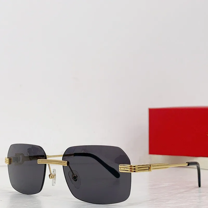 Ретро метални правоъгълни слънчеви очила без рамки, мъжки и женски слънчеви очила с UV400, луксозен дизайн, очила за почивка на открито