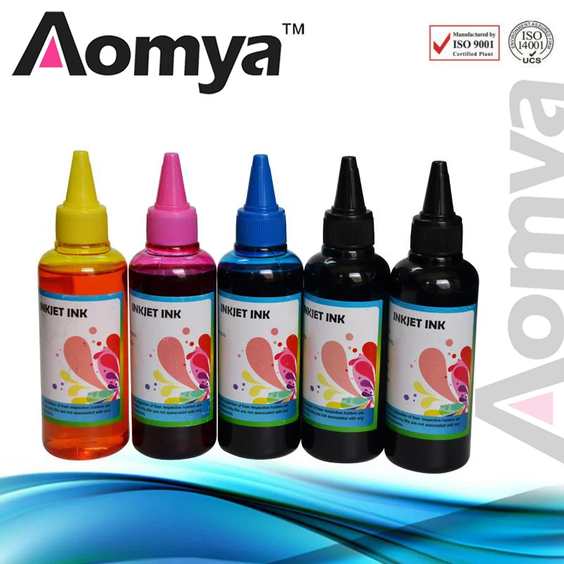 [100 мл * 5C] Aomya Universal CISS Ink Комплект за Презареждане на Багрилни мастила, Съвместим С Мастило за принтер HP 178 364 564 862 5510 7510 C5300 C5383