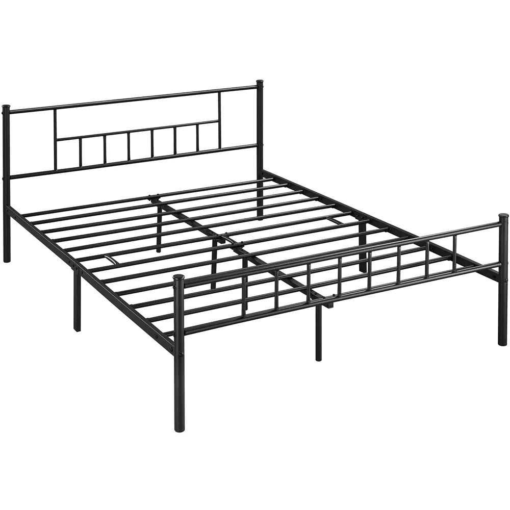 Метално легло-платформа Easyfashion Jorge Queen с веретенообразным таблата и изножьем, черен