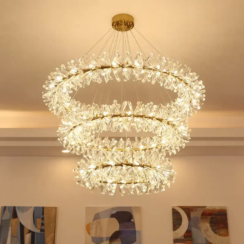 Луксозен Полилей Crystal Light, Хол, спалня, Венец във фоайето, Модерни минималистичные Творчески Постмодернистские лампи
