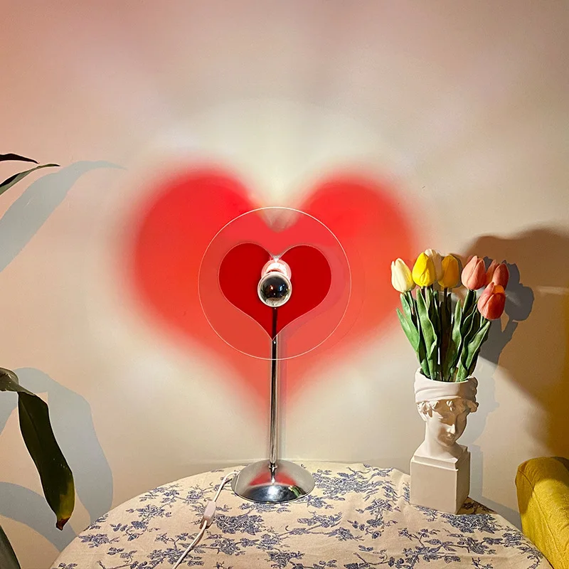 Led Проектор новост във формата на сърце Love Sunset Lamp Bar Cafeshop Home Decor Романтичен Фон За декорация на стените на Лампата е Новост