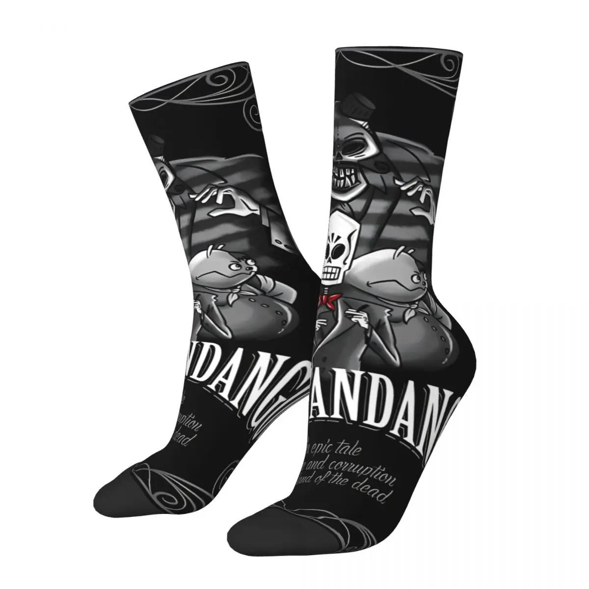 Забавен Луд компрессионный Хоррор чорап за мъже в стил хип-хоп Harajuku Grim Фанданго Игра С шарени щастлив качество за момчета Crew