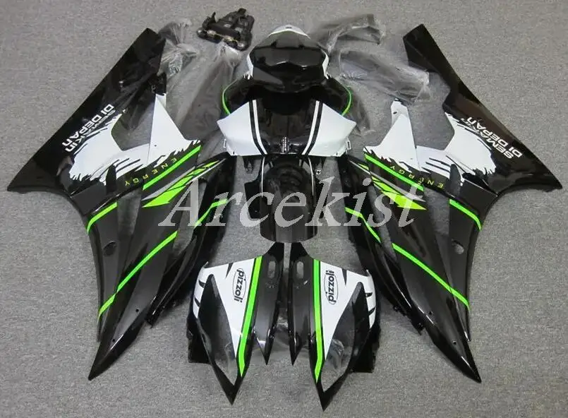 4Gifts Нов комплект обтекателей за мотоциклети ABS, годни за YAMAHA YZF-R6 2006 2007 06 07, комплект за тяло, бял, зелен