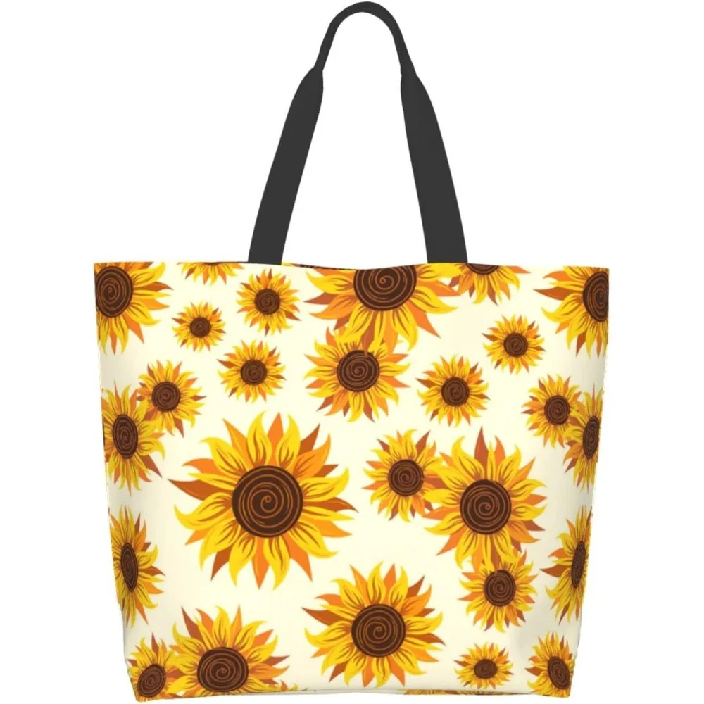 Чанта-тоут Sunflower, цвете чанта за продукти, дръжка за съхранение, пазарска чанта на открито, плажни водоустойчив множество дамски чанта за продукти