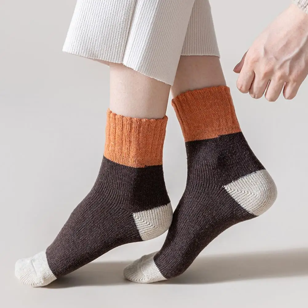 Чорапи с ярки цветове, удобни стилни дамски чорапи до средата на прасците, топло еластична, устойчива на плъзгане вязаная обувки за есен-зима със свободните щиколотками