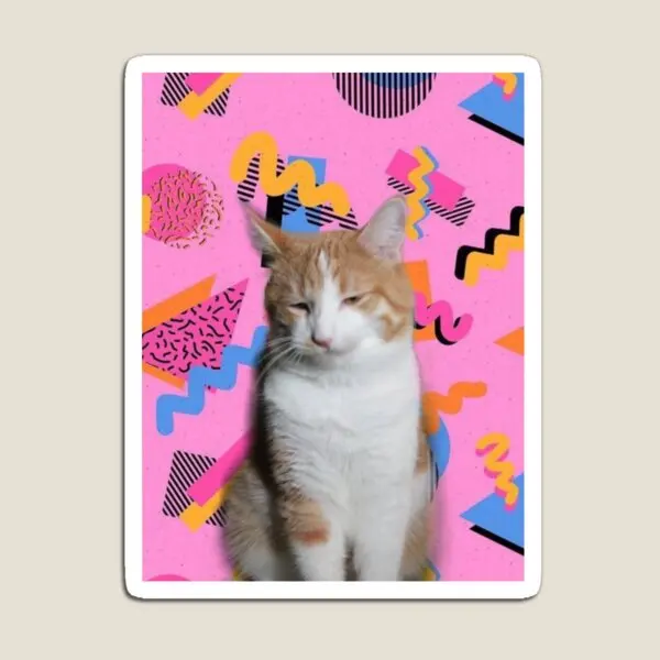 Магнитен стикер с изображение на Котка Интервюта в училище, Забавни Сладки цветни стикери за деца, Организатор на хладилник, Магнитни Детски Дом