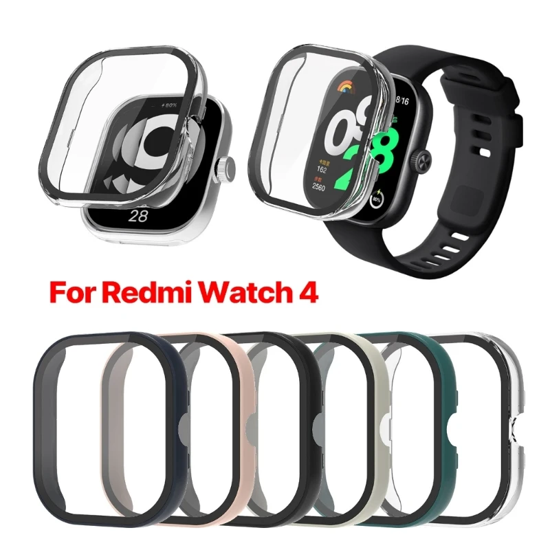 Корпус със защита от надраскване, всичко в едно рамките на защитен джоба + защитно фолио за екран за смарт часа Redmi Watch 4, фолио, изработени от закалено стъкло, умни часовници