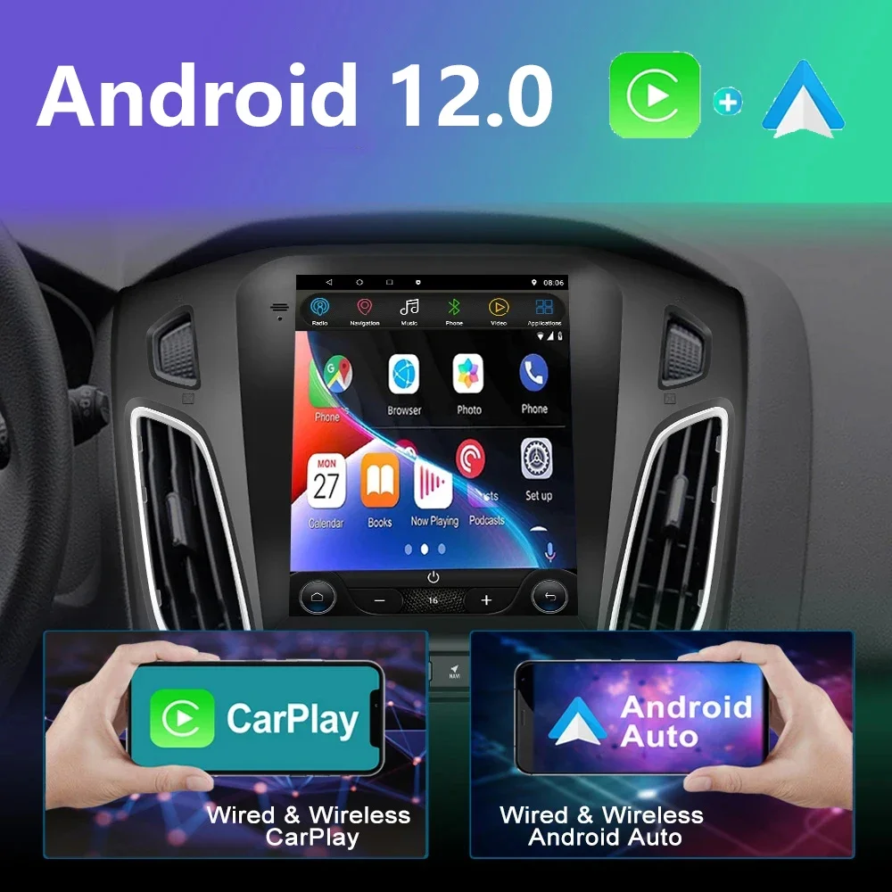 2 Din Android 12 Радио За Ford Focus 3 MK3 2012 2013-2019 Автомобилен Мултимедиен Плейър GPS Авторадио В стил Tesla Екран 9,7 инча