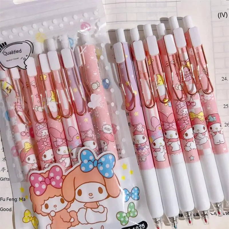 Sanrio Сладко Melody Push-action Pen Ins Wind Гел химикалки с розово сърце за момичета, черна химикалка за подпис 0,5 мм, канцеларски материали, ученически пособия