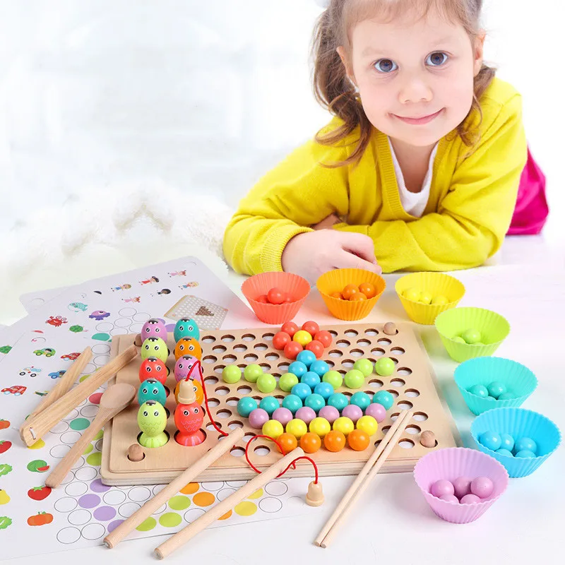 Монтесори-Клипове, мъниста, играчки, Сортиране по цвят, играта на цветовете, забавни играчки за ранно развитие на децата, играчка за обучение на малък мотор за деца