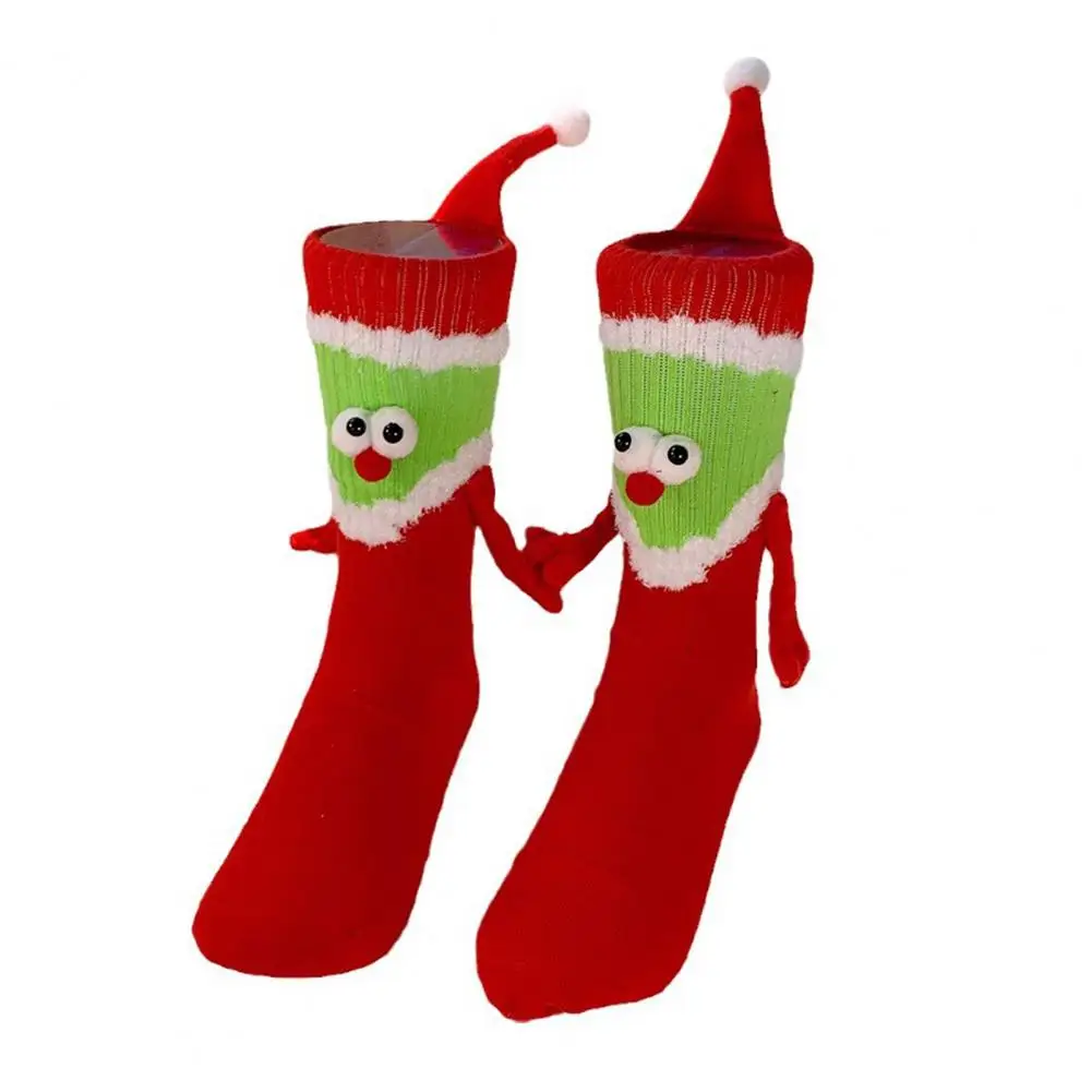 Свободни Чорапи до Щиколоток Празнични Коледни Чорапи с Анимационни Магнитен Дизайн, терлици Средна дължина на Ръчно Плетени на Нова Година за Топлина
