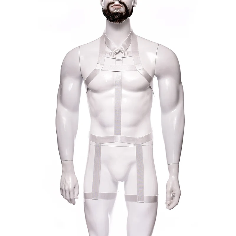 Мъжки монтиране еластичен колан за цялото тяло с колани за краката, клубни костюми за cosplay, секси бельо, сбруя за тяло