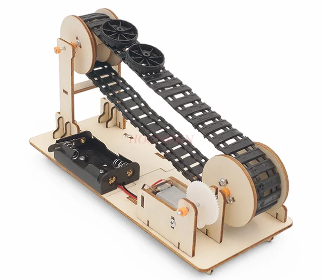 Набор от материали за diy Wooden електрически конвейер Модел транспортерной лента за играчки STEM Физика Science Education в събирането на