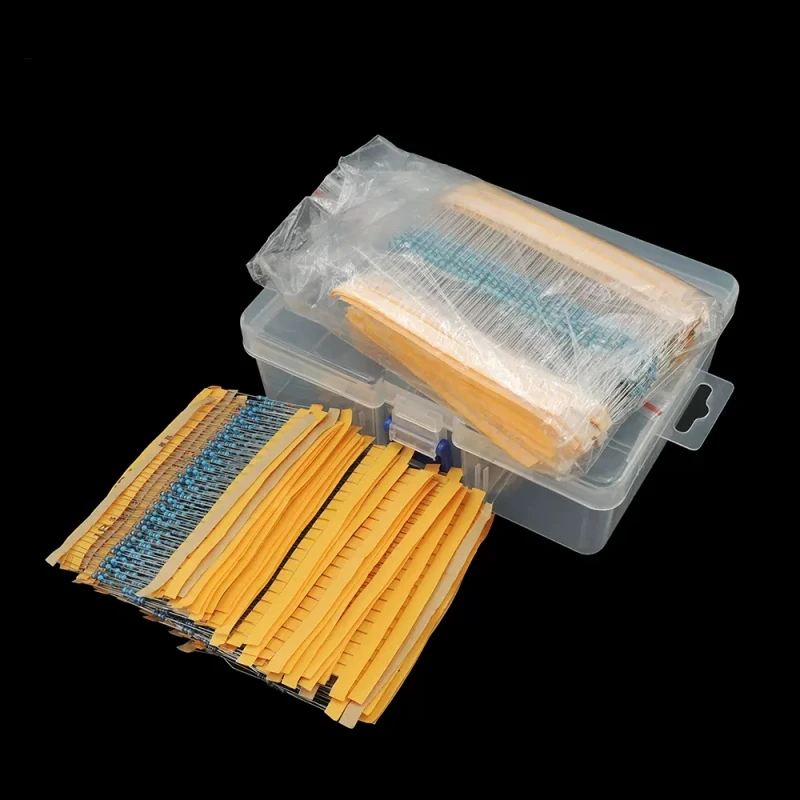 Комплект златни филм 1W резистори 0.1 R-820K, често използвани модели, 1% цветен пръстен, пет цветни ринга резистори, 60 вида, по 10 за всяка