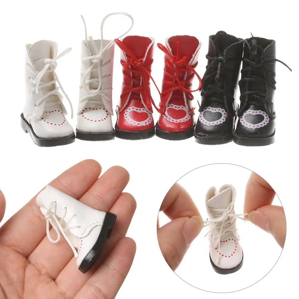 1 чифт мини-обувки с превръзка във формата на сърце, ботуши от изкуствена кожа за 1/6 кукли, аксесоари за ръчно изработени играчки, детски играчки, подаръци за рожден ден