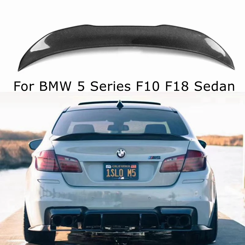 За BMW Серия 5 F10 F18/F10 M5 Седан PSM Стил от въглеродни влакна Заден Спойлер, Крило на Багажника 2009-2017 FRP Лъскаво черен Изкован carbon