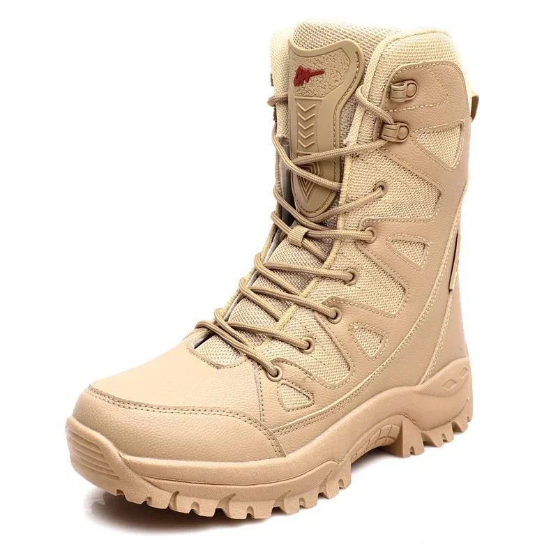 Есенни мъжки военни обувки, улични кожени туристически обувки, мъжки армейските тактически бойни ботильоны армейского специални сили в пустинята, работни обувки