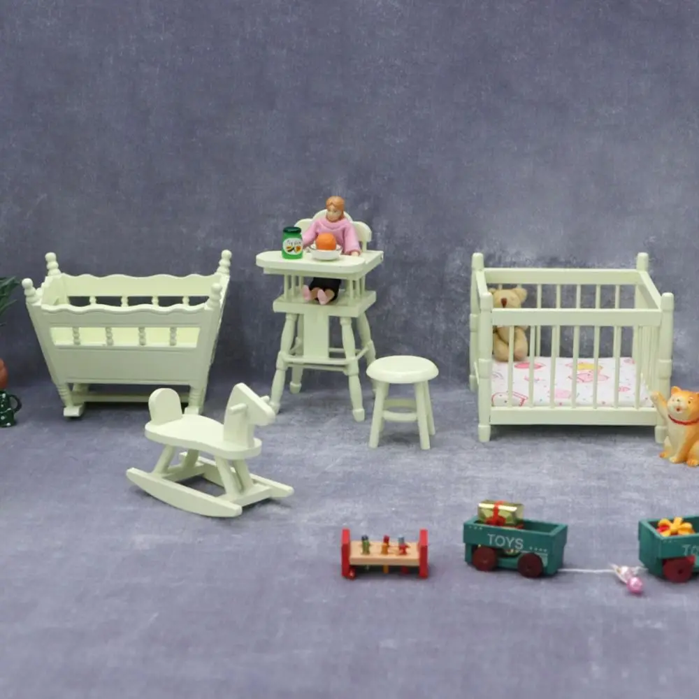 Миниатюрен куклена къща Mini 1/12, висококачествени аксесоари, 5 стилове, модели на мебели за детски креватчета, играчки за украса куклена къща