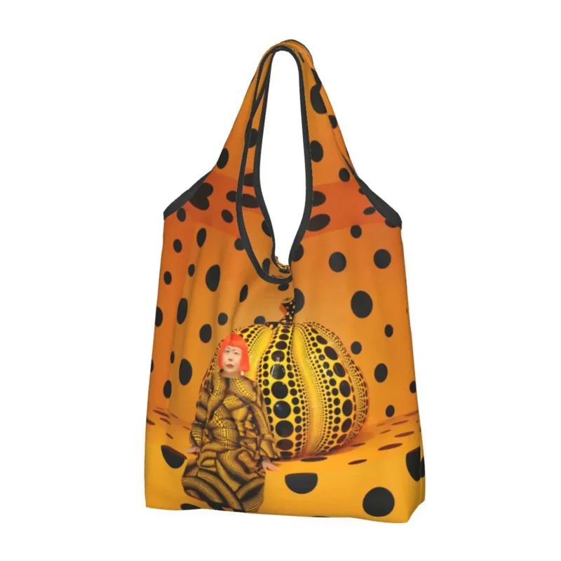 Множество продуктова чанта Yayoi Kusama Мистерия, сгъваема, стираемая в колата, пазарска чанта от жълта тиква, Еко-чанта за съхранение, свързани калъф