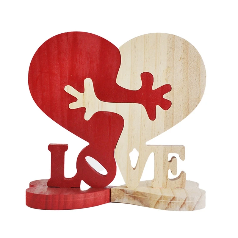 2 бр. Комплект бижута във формата на дървена сърцето си с любов, комплект дървени бижута, подарък за Свети Валентин, дървено сърце С любов