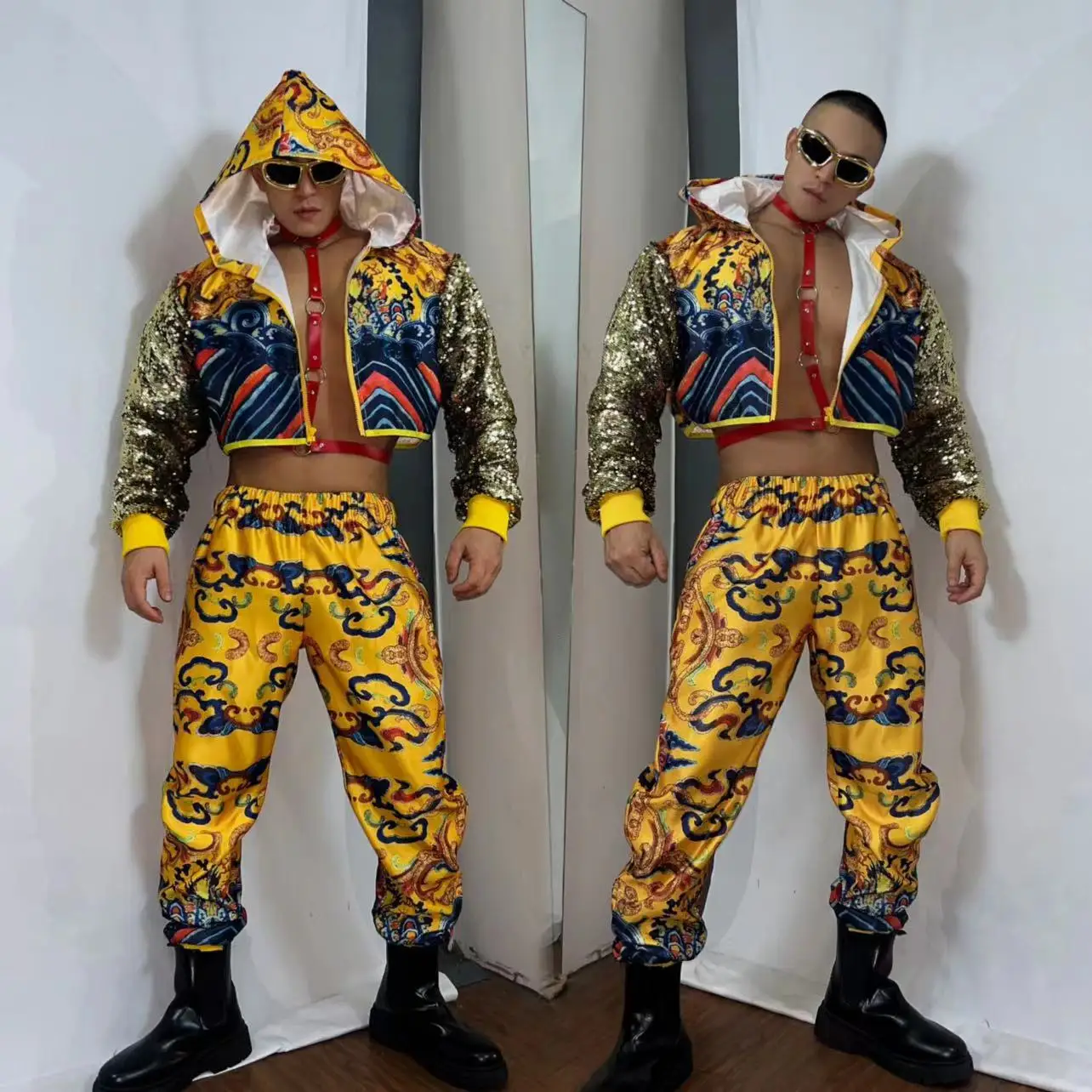 Китайски халат Спортни костюми Парти на Откриването на сцената на Шоуто Танцови Певица от нощен клуб с DJ Костюми Гого