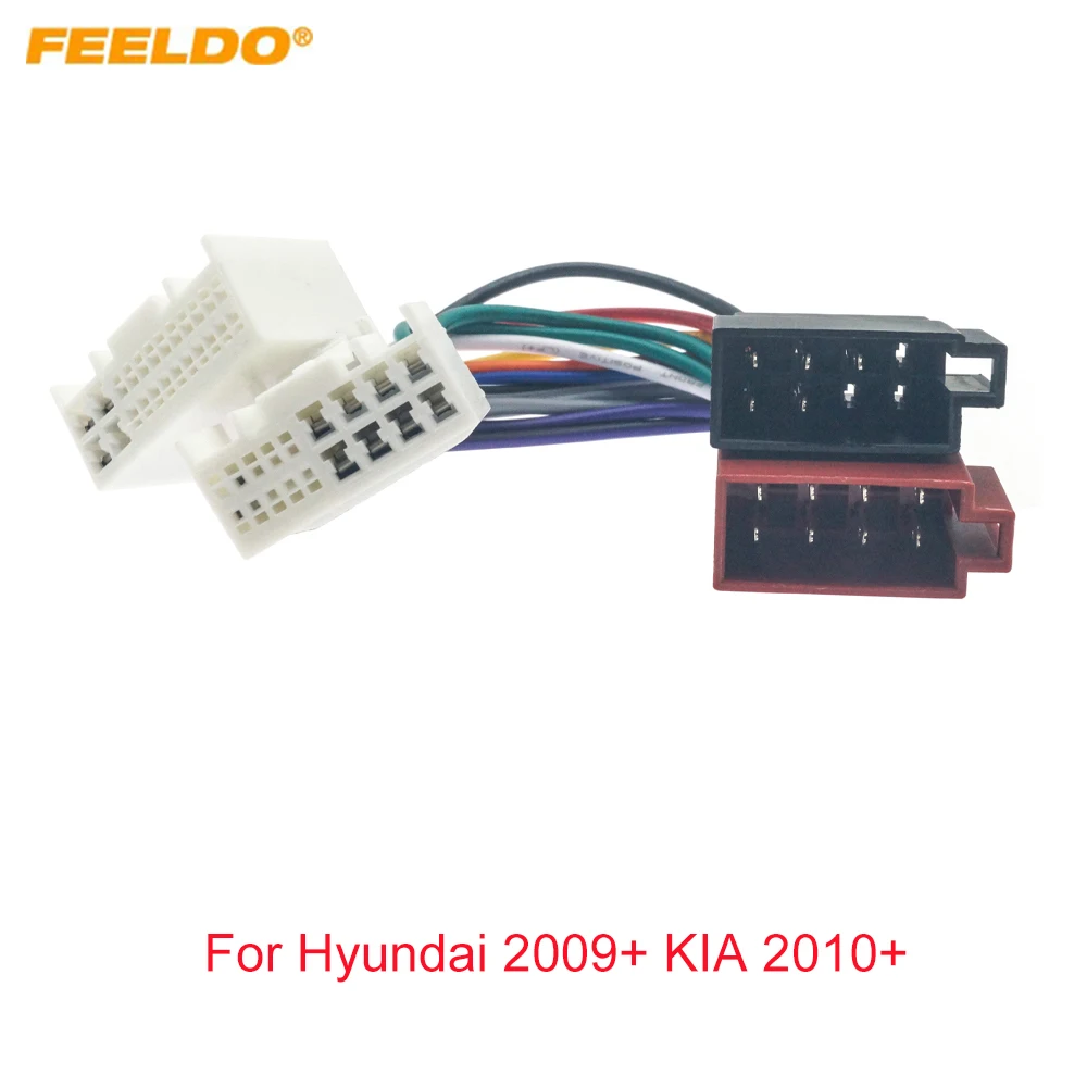 FEELDO Авто аудио стерео адаптер окабеляването на ISO за Hyundai 2009 + KIA 2010 + Автомагнитола ISO Главоболие устройства Тел Кабел
