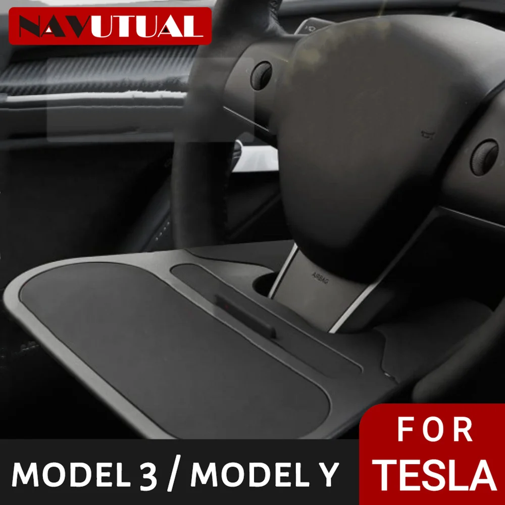 Аксесоари Тава за волана ABS Мини-масичка за хранене, Маса за Tesla, модел 3 Модел Y за телефон Козметика