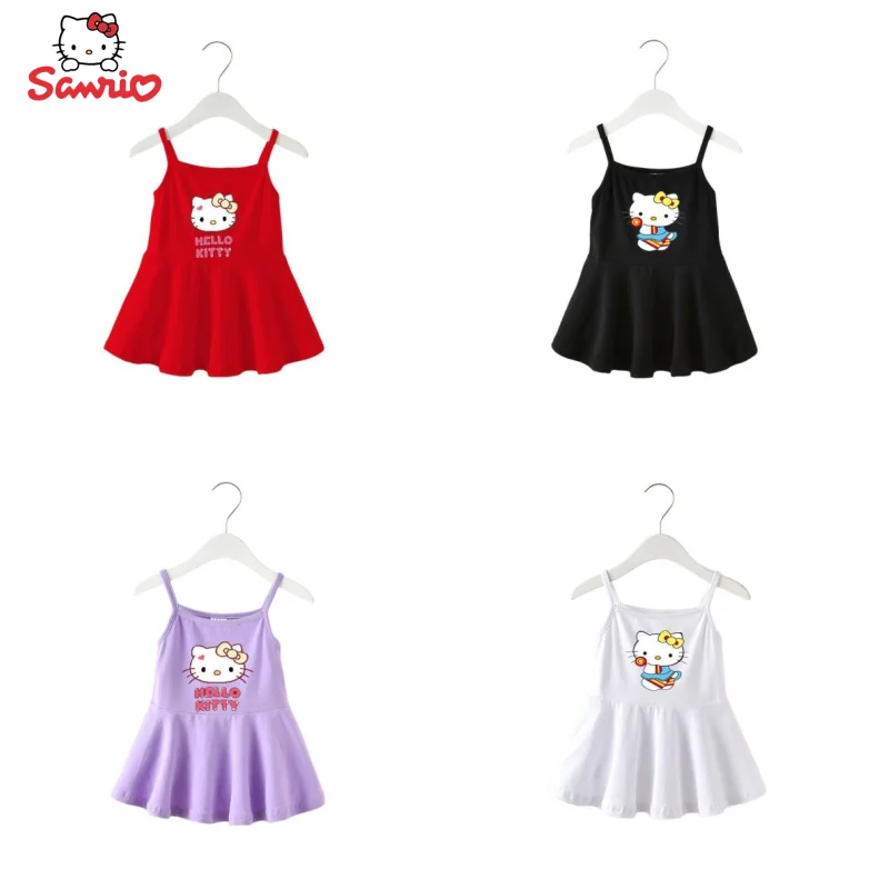 Аниме Hello Kitty Периферия Kawai Сладък карикатура Детски рокля на подтяжках Рокля на залез слънце Творческа Принцеса рокля Подарък на Едро