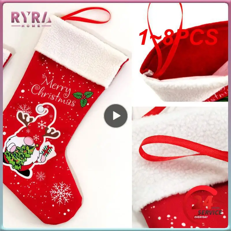 1 ~ 8ШТ Коледни Чорапи, Чорапи Санта Лосове Коледен Подаръчен Пакет Коледна Чанта Камина Дърво Коледна Украса за Дома за Деца