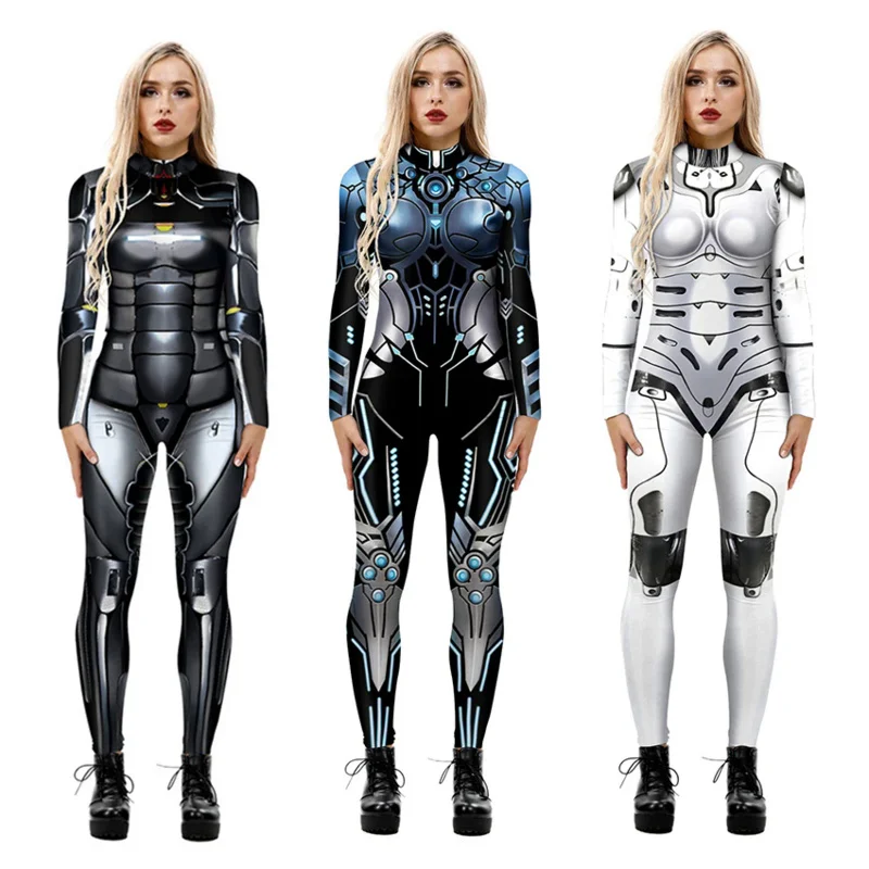 3D печат, Кибермашина, armor робот, костюм за Хелоуин за жени, маскиране, Cosplay за възрастни, секси костюми, чорапогащи, тела Zentai