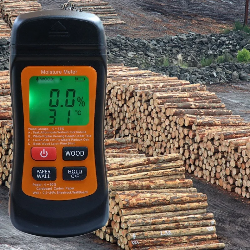 Обновете Цифрово Измерване на влажността на дървесината С две Контакти, Тестер за Влага хартия, монтиран на стената Влагомер, Детектор за влажност на дървесината