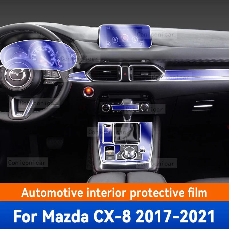 За Mazda CX-8 CX8 2017-2021 Салон на автомобил, таблото на скоростната кутия, Защитно покритие от надраскване, Ремонт Прозрачни фолиа TPU, Аксесоари