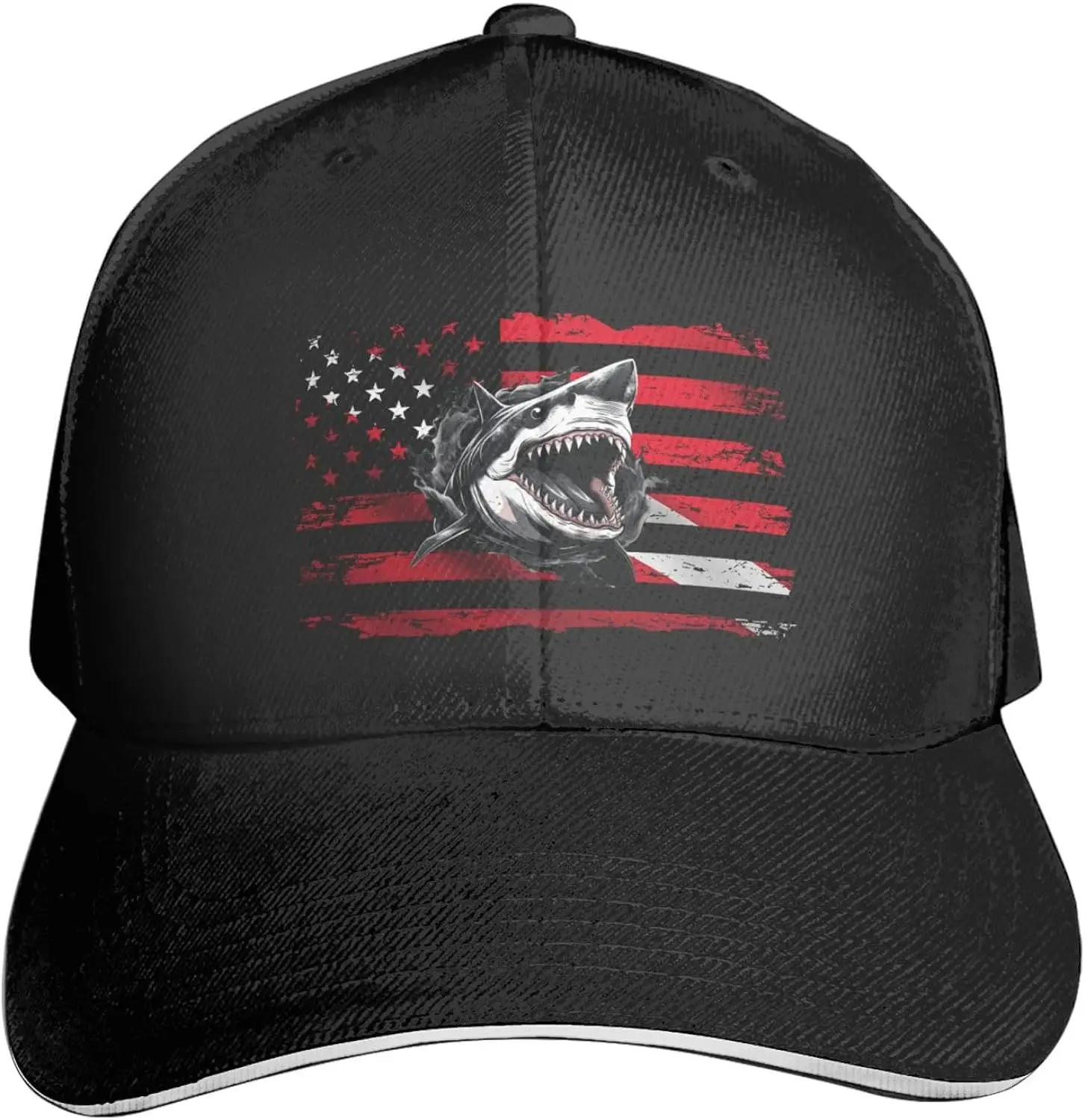 Реколта бейзболна шапка премиум-клас с регулируем флага за гмуркане с акули за мъже и жени - спорт на открито, защита от слънцето