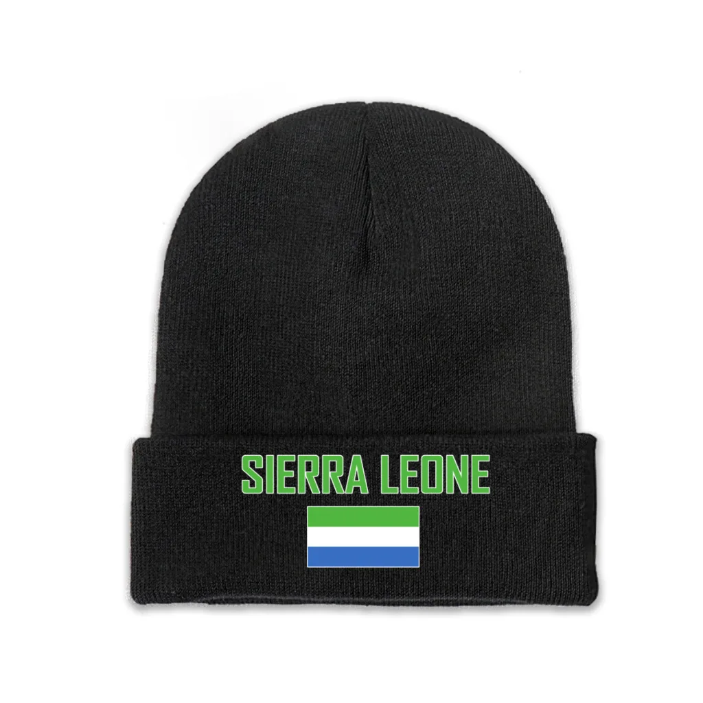 Топ с принтом хартата на страната Сиера Леоне, Мъжки Дамски вязаная шапка Унисекс, Зимна есен шапчица-бини, топла качулка