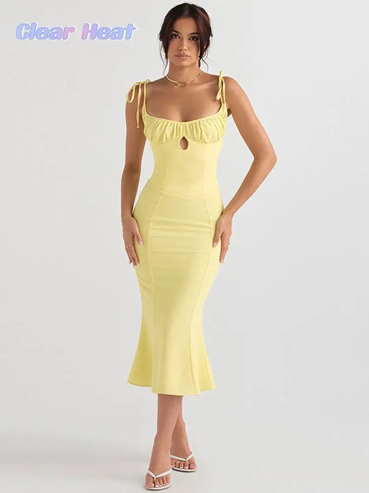 Дамски модни Сексуално однотонное рокля на спагети презрамки и без ръкави с отворен гръб от дантела-Прилепнали рокли 2023 Дамски парти Почивка Vestidos
