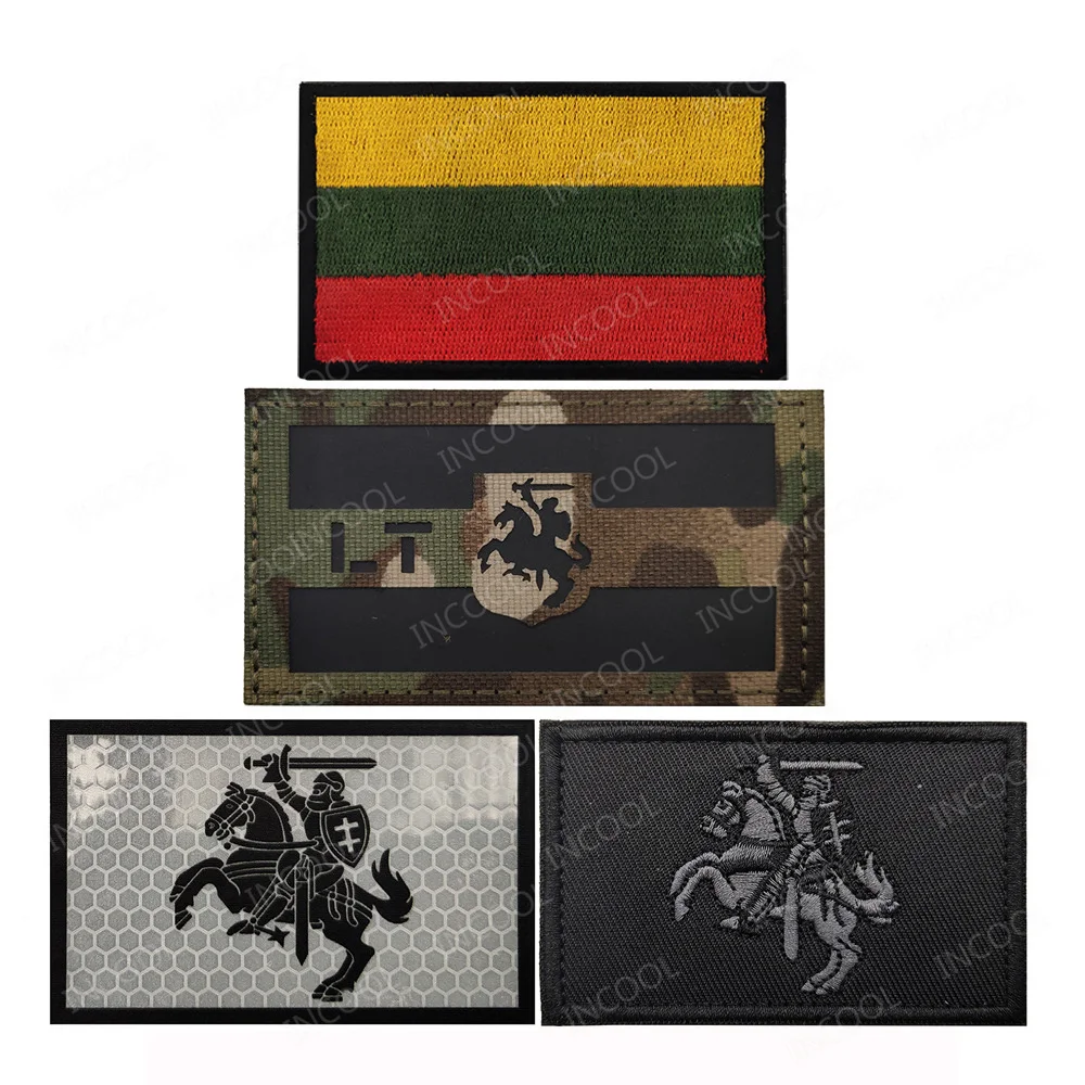 Бродирани ленти Флаг на Литва Национални IR отразяващи Мультикамерные знамена Литва Тактическа военна нарукавная превръзка Декоративни икони