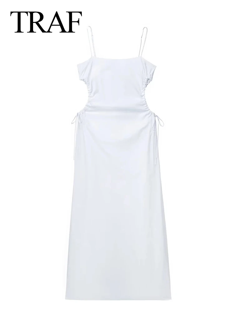 ТРАФИКА на Жена плажна дълга рокля-комбинация с изрезки, Дамски летни рокли без ръкави, с отворен гръб, дамски ежедневни рокли Midi 2023