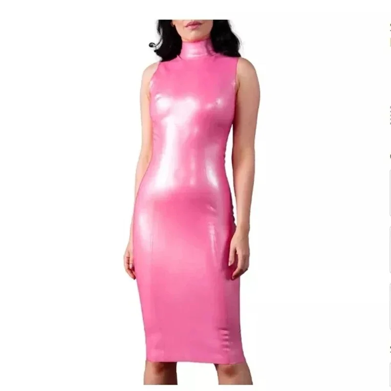 Розова рокля от латекс, Ръчно изработени с цип отзад