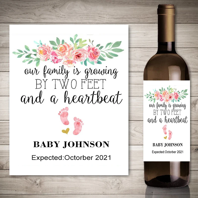 20pcs Персонализирани Етикети за вино, етикети, Кръщение, Душ дете, Обявяване на бременността, Етикети за бутилки вино