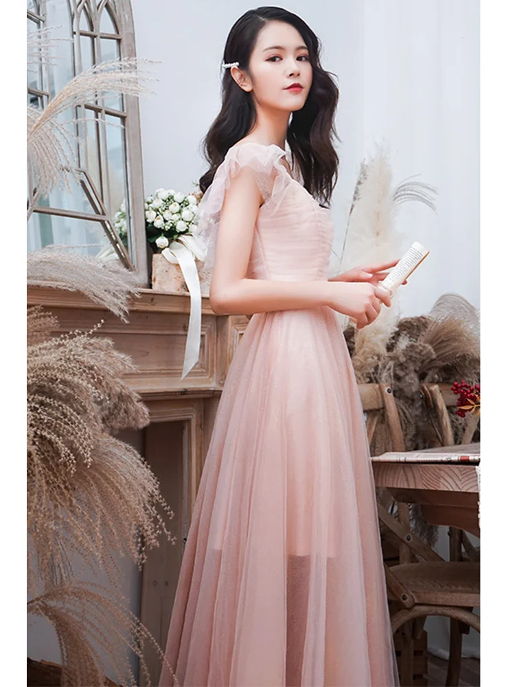 Розова вечерна рокля за жените 2023 Ново дълго банкет рокля знаменитост Елегантна и стилна рокля за елегантен и стройно външния вид