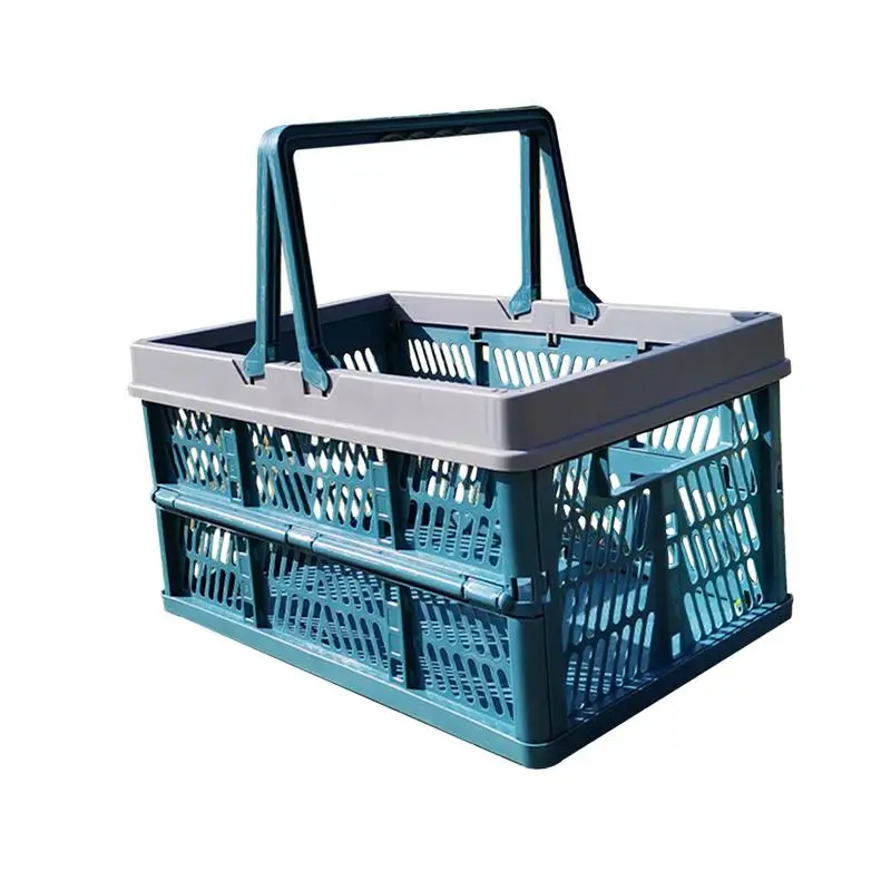 Сгъваема кутия за съхранение на покупки с дръжки, Сгъваема Кошница за пикник с плодове и зеленчуци, контейнер за пикник кошница за съхранение