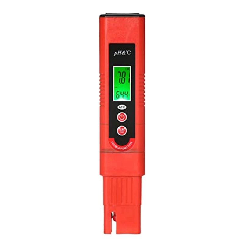 Пластмасов РН-метър с трехцветным LCD дисплей, PH-дръжка, автоматична функция ATC, обхват на измерване PH 0-14 за домашно пиене, басейн