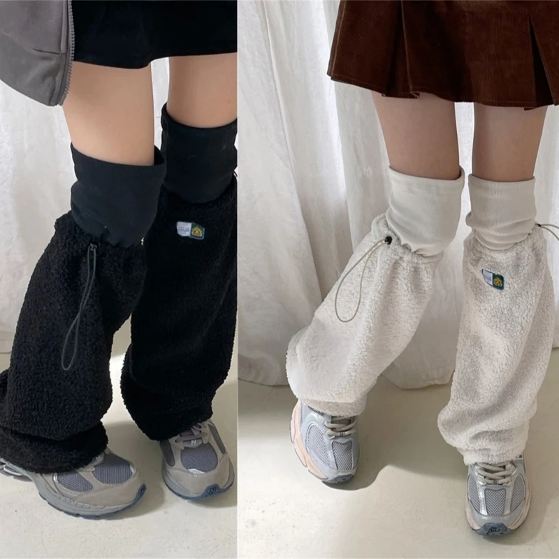 Женската Кожа топло за краката Harajuku, зимата на топло за носене на съвсем малък от вълна агнешко F0T5