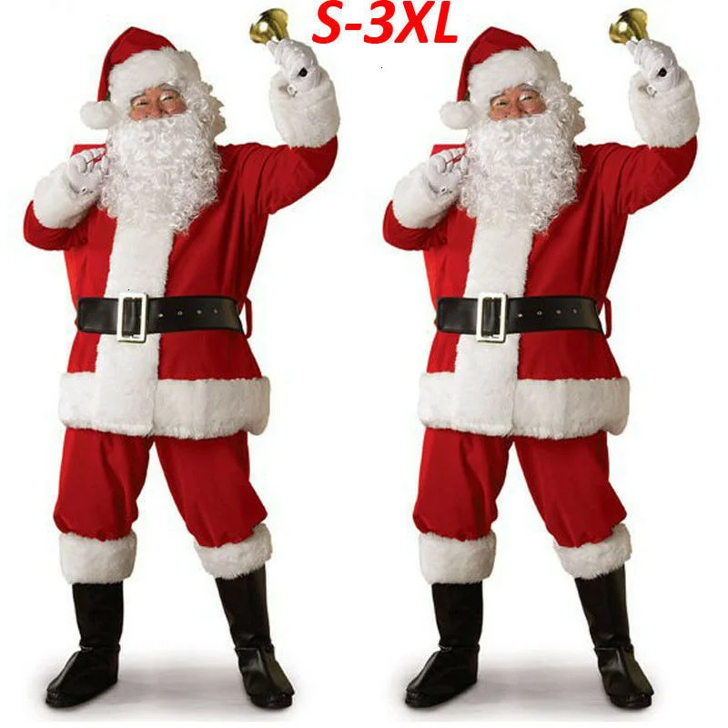 Коледен костюм на Дядо Коледа, дрехи за cosplay, Дядо Коледа, Карнавалните костюми за Коледа за мъже, 5 бр./лот, костюми за възрастни