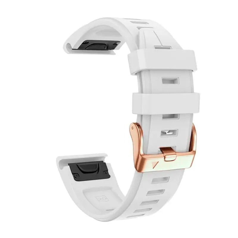 Каишка PCAVO 20 мм за часовници на Garmin Quickfit, Каррарский силикон бял цвят на обкова с цвят розово злато
